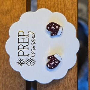 Prep Obsessed Enamel Stud Earrings Winter Mittens